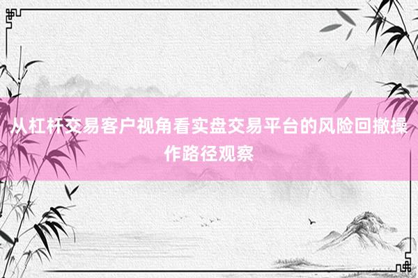从杠杆交易客户视角看实盘交易平台的风险回撤操作路径观察
