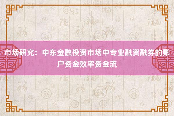 市场研究：中东金融投资市场中专业融资融券的账户资金效率资金流