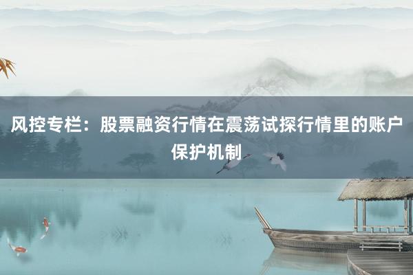 风控专栏：股票融资行情在震荡试探行情里的账户保护机制