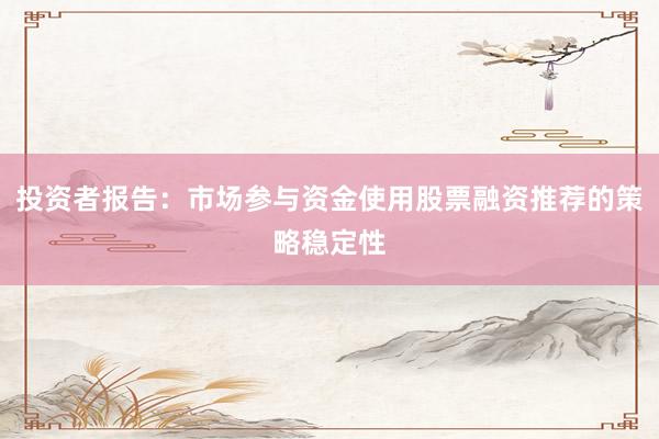 投资者报告：市场参与资金使用股票融资推荐的策略稳定性