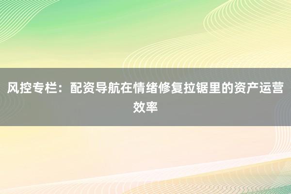 风控专栏：配资导航在情绪修复拉锯里的资产运营效率