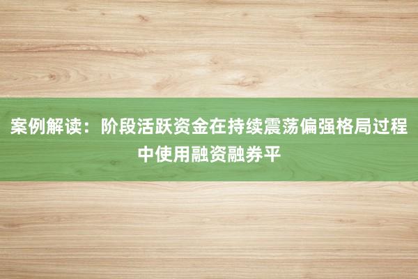 案例解读：阶段活跃资金在持续震荡偏强格局过程中使用融资融券平