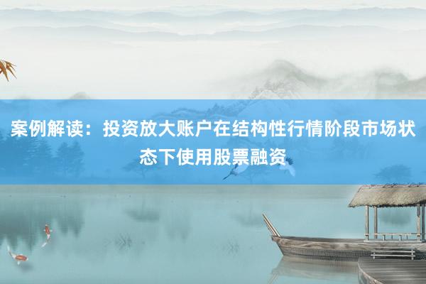 案例解读：投资放大账户在结构性行情阶段市场状态下使用股票融资
