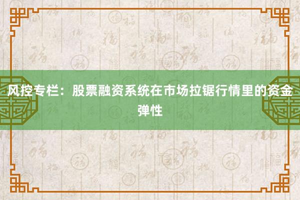 风控专栏：股票融资系统在市场拉锯行情里的资金弹性