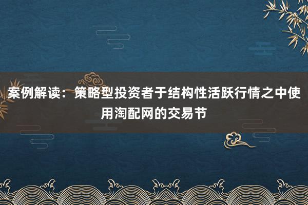 案例解读：策略型投资者于结构性活跃行情之中使用淘配网的交易节