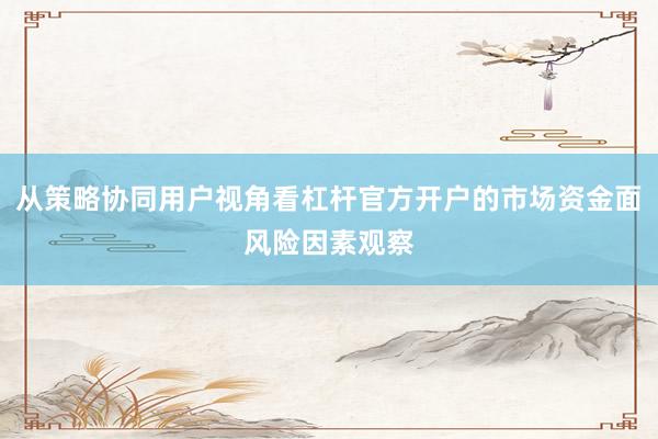 从策略协同用户视角看杠杆官方开户的市场资金面风险因素观察
