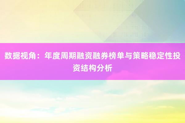 数据视角：年度周期融资融券榜单与策略稳定性投资结构分析