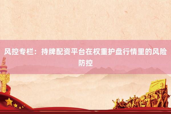 风控专栏：持牌配资平台在权重护盘行情里的风险防控