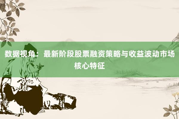 数据视角：最新阶段股票融资策略与收益波动市场核心特征