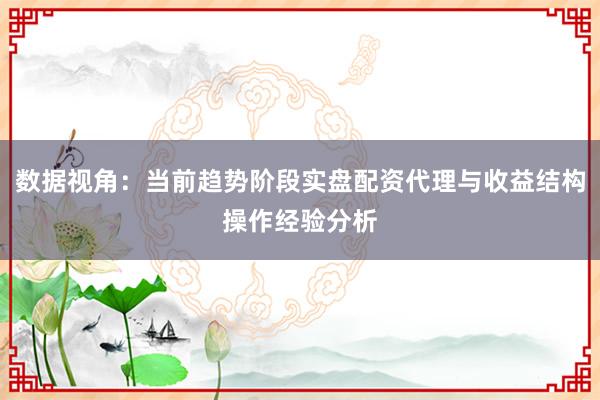 数据视角：当前趋势阶段实盘配资代理与收益结构操作经验分析