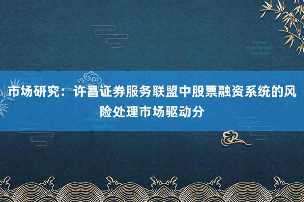 市场研究：许昌证券服务联盟中股票融资系统的风险处理市场驱动分