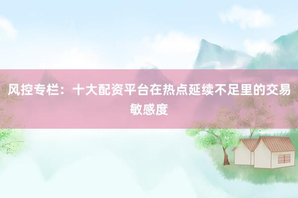 风控专栏：十大配资平台在热点延续不足里的交易敏感度