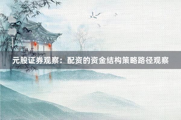 元股证券观察：配资的资金结构策略路径观察