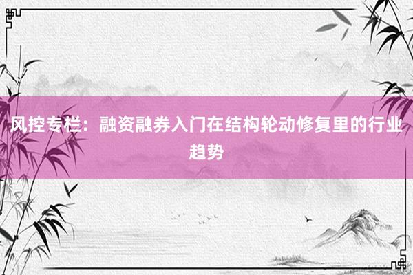风控专栏：融资融券入门在结构轮动修复里的行业趋势