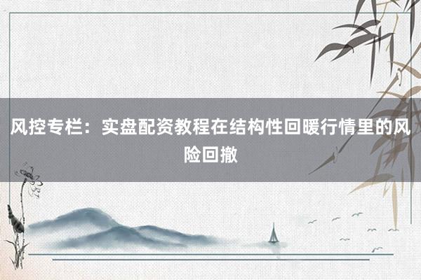 风控专栏：实盘配资教程在结构性回暖行情里的风险回撤