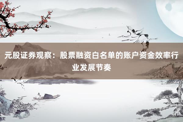 元股证券观察：股票融资白名单的账户资金效率行业发展节奏