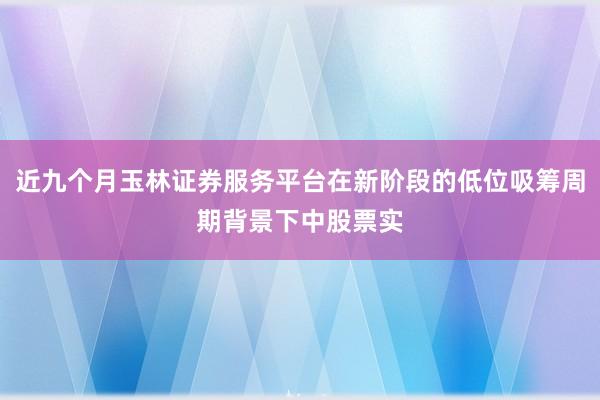 近九个月玉林证券服务平台在新阶段的低位吸筹周期背景下中股票实