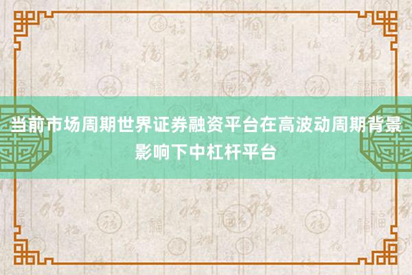 当前市场周期世界证券融资平台在高波动周期背景影响下中杠杆平台
