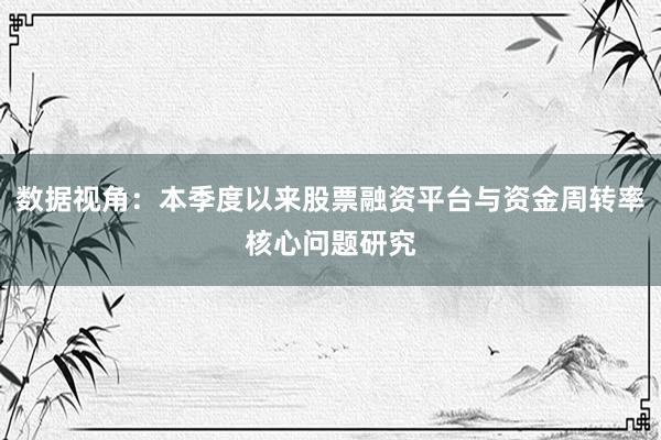 数据视角：本季度以来股票融资平台与资金周转率核心问题研究