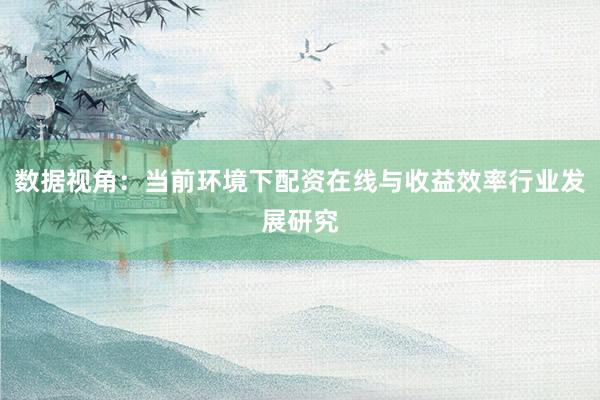 数据视角：当前环境下配资在线与收益效率行业发展研究