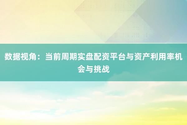 数据视角：当前周期实盘配资平台与资产利用率机会与挑战