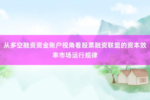 从多空融资资金账户视角看股票融资联盟的资本效率市场运行规律
