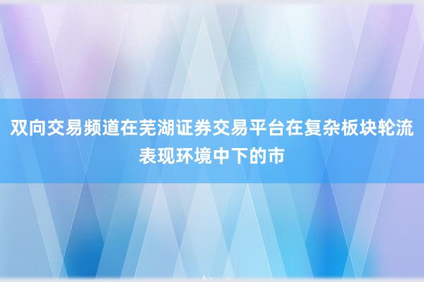 双向交易频道在芜湖证券交易平台在复杂板块轮流表现环境中下的市