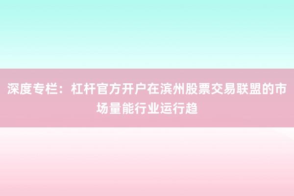深度专栏：杠杆官方开户在滨州股票交易联盟的市场量能行业运行趋