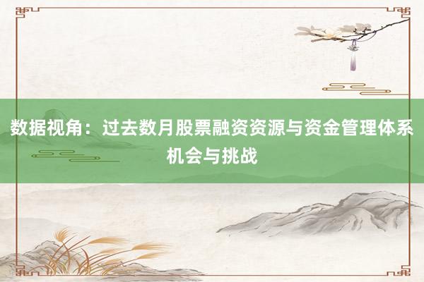 数据视角：过去数月股票融资资源与资金管理体系机会与挑战