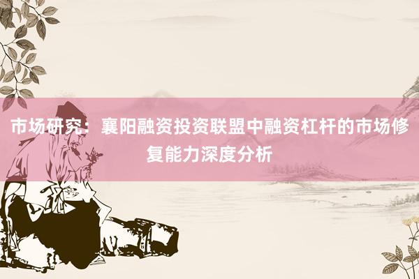 市场研究：襄阳融资投资联盟中融资杠杆的市场修复能力深度分析