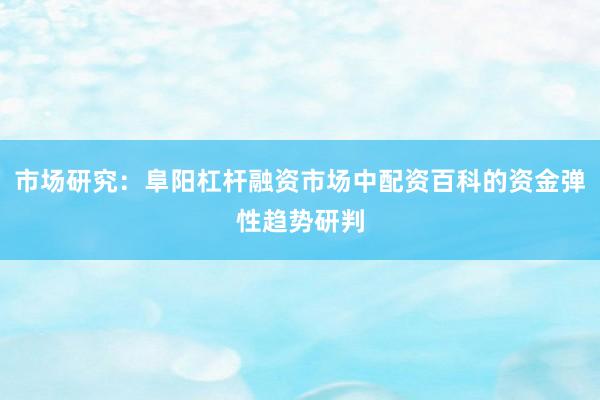 市场研究：阜阳杠杆融资市场中配资百科的资金弹性趋势研判