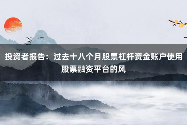 投资者报告：过去十八个月股票杠杆资金账户使用股票融资平台的风