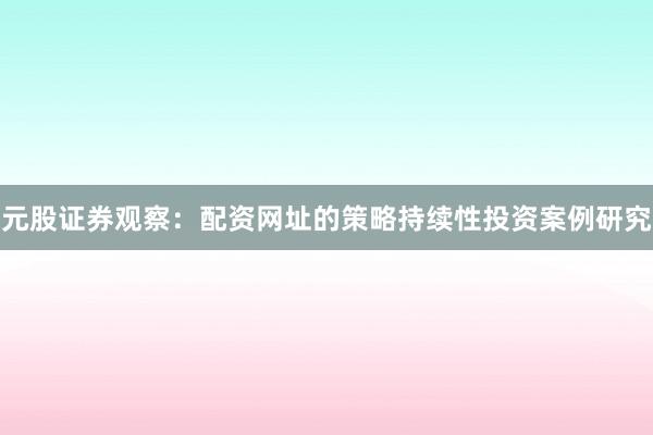 元股证券观察：配资网址的策略持续性投资案例研究