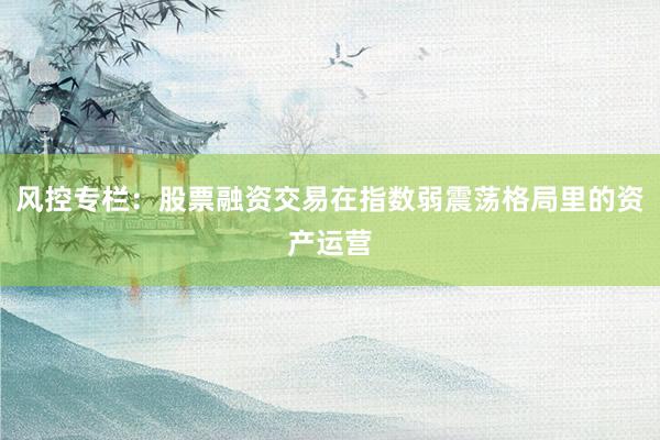 风控专栏：股票融资交易在指数弱震荡格局里的资产运营
