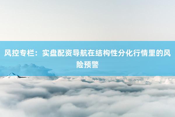 风控专栏：实盘配资导航在结构性分化行情里的风险预警