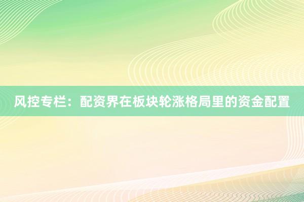 风控专栏：配资界在板块轮涨格局里的资金配置