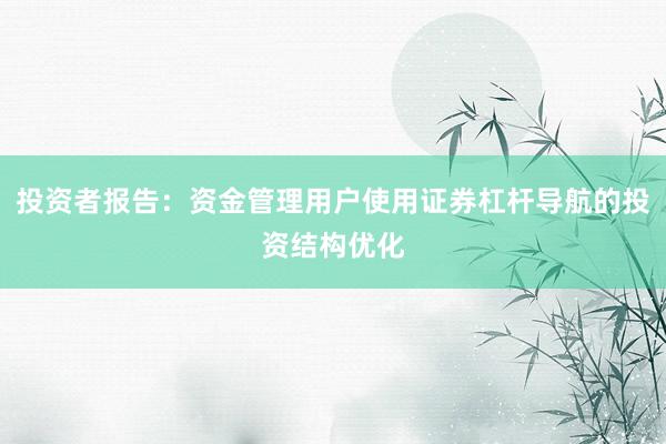 投资者报告：资金管理用户使用证券杠杆导航的投资结构优化