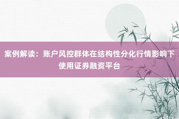 案例解读：账户风控群体在结构性分化行情影响下使用证券融资平台