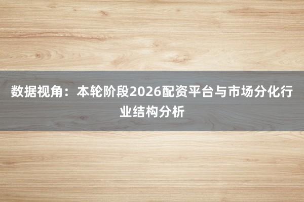 数据视角：本轮阶段2026配资平台与市场分化行业结构分析