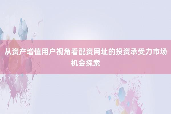 从资产增值用户视角看配资网址的投资承受力市场机会探索
