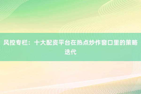 风控专栏：十大配资平台在热点炒作窗口里的策略迭代
