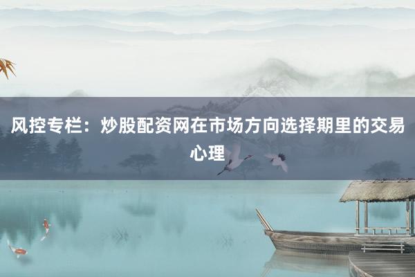风控专栏：炒股配资网在市场方向选择期里的交易心理