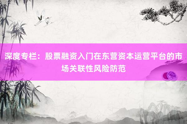 深度专栏：股票融资入门在东营资本运营平台的市场关联性风险防范