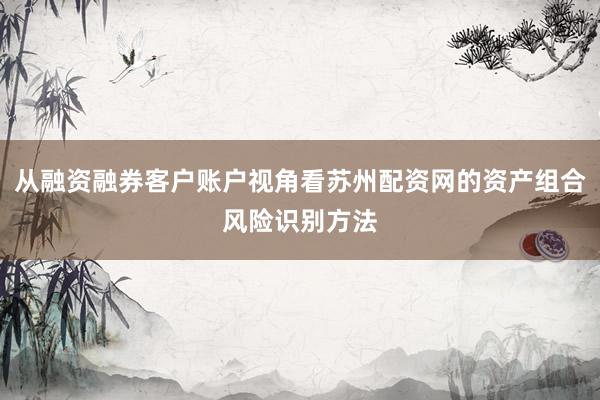 从融资融券客户账户视角看苏州配资网的资产组合风险识别方法