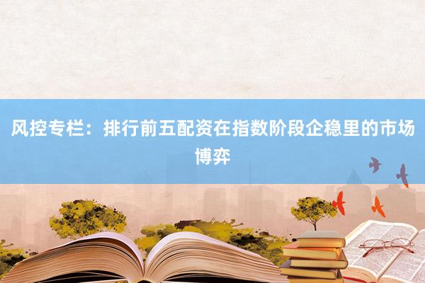 风控专栏：排行前五配资在指数阶段企稳里的市场博弈