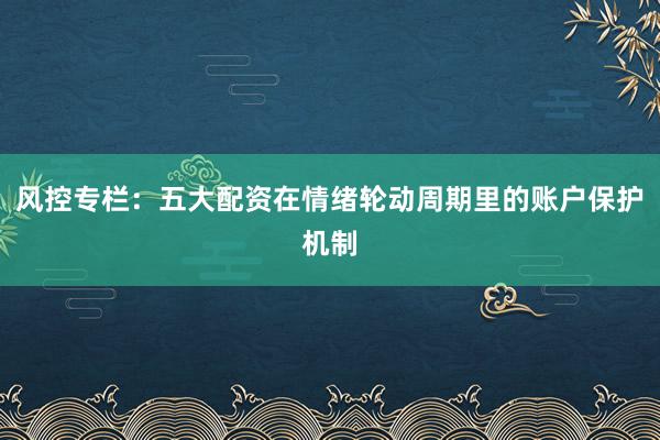 风控专栏：五大配资在情绪轮动周期里的账户保护机制