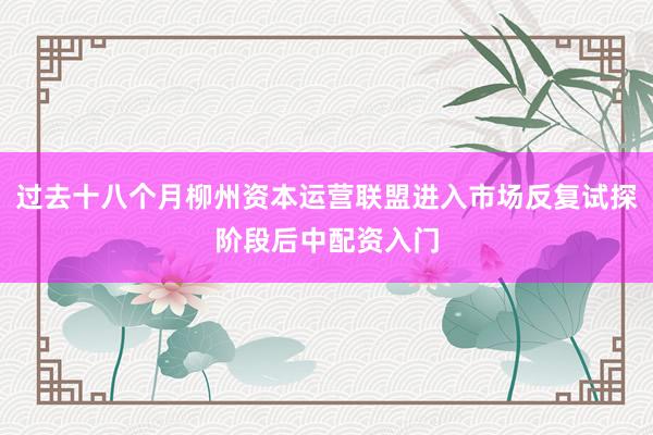 过去十八个月柳州资本运营联盟进入市场反复试探阶段后中配资入门