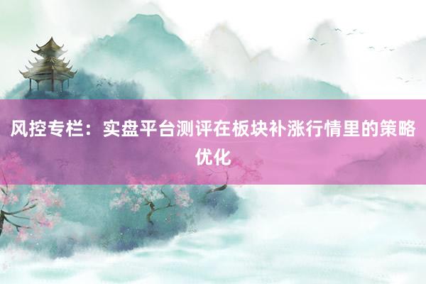 风控专栏：实盘平台测评在板块补涨行情里的策略优化