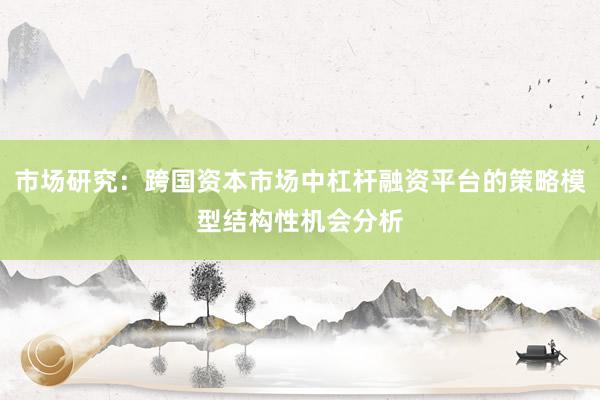 市场研究：跨国资本市场中杠杆融资平台的策略模型结构性机会分析