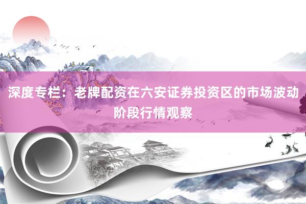 深度专栏：老牌配资在六安证券投资区的市场波动阶段行情观察